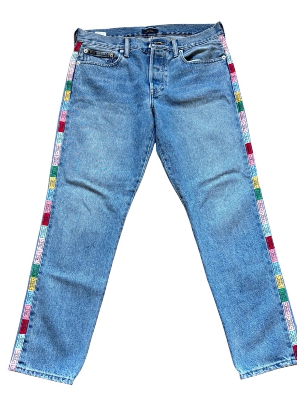 RARE Polo Ralph Lauren The Avery Multi Logo Tape Side Stripe Jeans - Sz 28